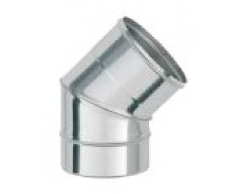 Дымоходное колено d130 (0,5) 2-х секц. нерж. зерк. 45гр.