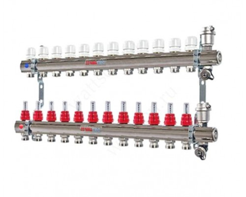 VALTEC, Коллекторная группа со встр. расх. в сборе 1  х 12 вых. Eвроконус 3/4