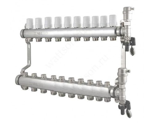 VALTEC, Коллекторная группа в сборе из нерж. стали 1  х 10 вых. Евроконус 3/4