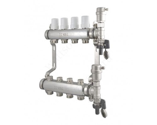VALTEC, Коллекторная группа в сборе из нерж. стали 1  х 4 вых. Евроконус 3/4