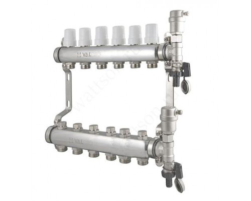 VALTEC, Коллекторная группа в сборе из нерж. стали 1  х 6 вых. Евроконус 3/4