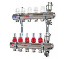 VALTEC, Коллекторная группа в сборе со встр. расх. из нерж. стали 1  х 5 вых. Eвроконус 3/4