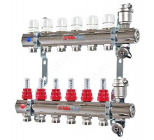 VALTEC, Коллекторная группа в сборе со встр. расх. из нерж. стали 1  х 6 вых. Eвроконус 3/4
