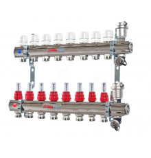 VALTEC, Коллекторная группа в сборе со встр. расх. из нерж. стали 1  х 8 вых. Eвроконус 3/4