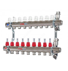 VALTEC, Коллекторная группа в сборе со встр. расх. из нерж. стали 1  х 9 вых. Eвроконус 3/4